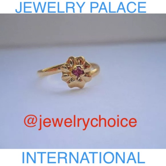 🆕14K Gold Filled Pink Austrian Crystal Flower Kids Ring - Picture 4 of 5